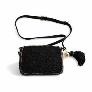 Maliparmi Black Beaded Shoulder Bag w/ Tassel Detail